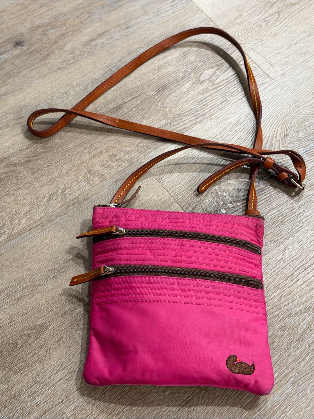 Dooney & Bourke Hot Pink Crossbody with Brown Strap
